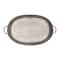 Hello Honey® 34'' Gray Oval Distressed Galvanized Metal Tray with Handles